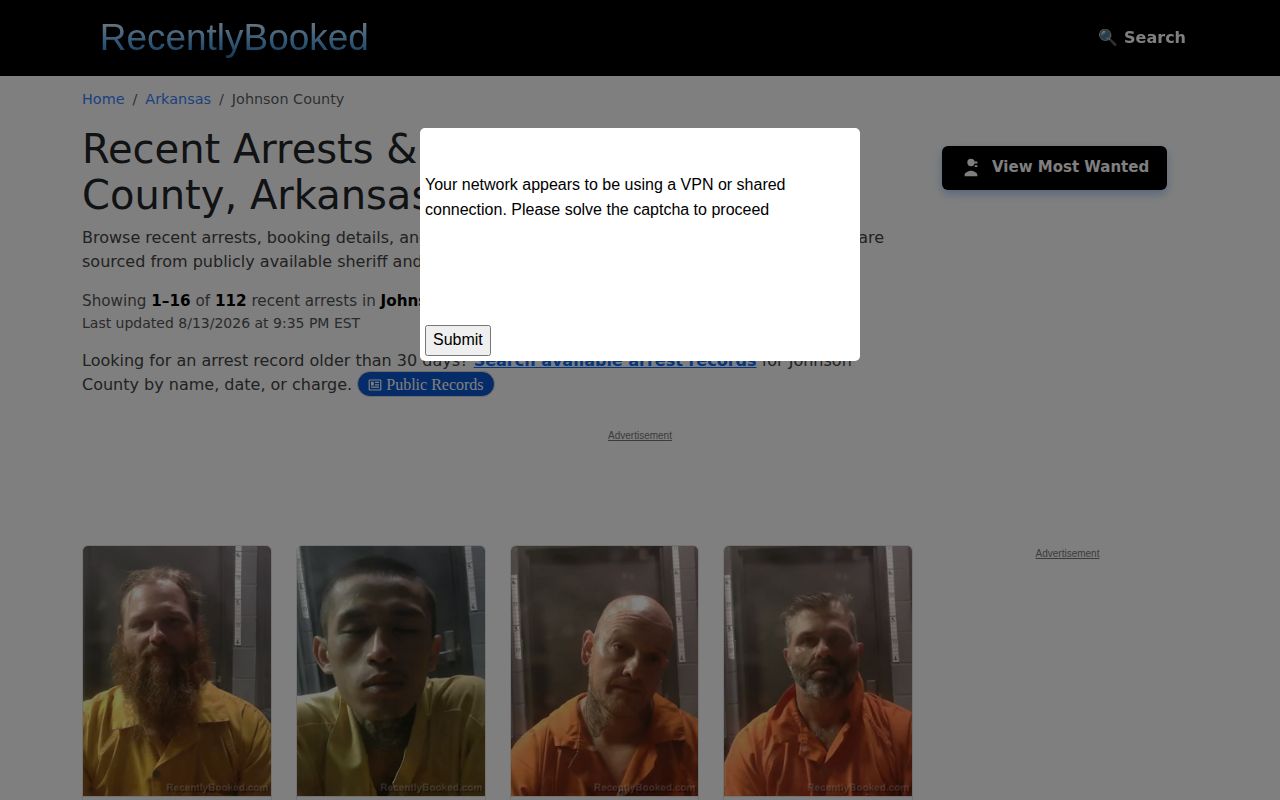 Unofficial Recently Booked Johnson County 30-day arrest archive