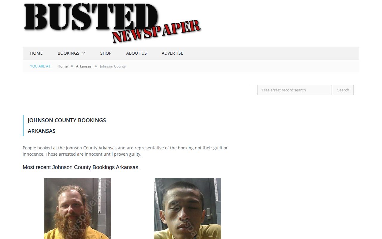 Unofficial Busted Newspaper Johnson County arrest archive section