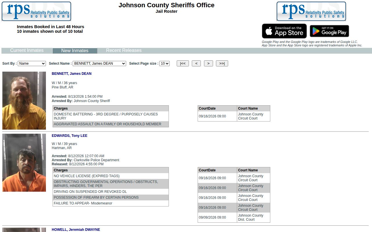 Johnson County busted booking feed for the last 48 hours
