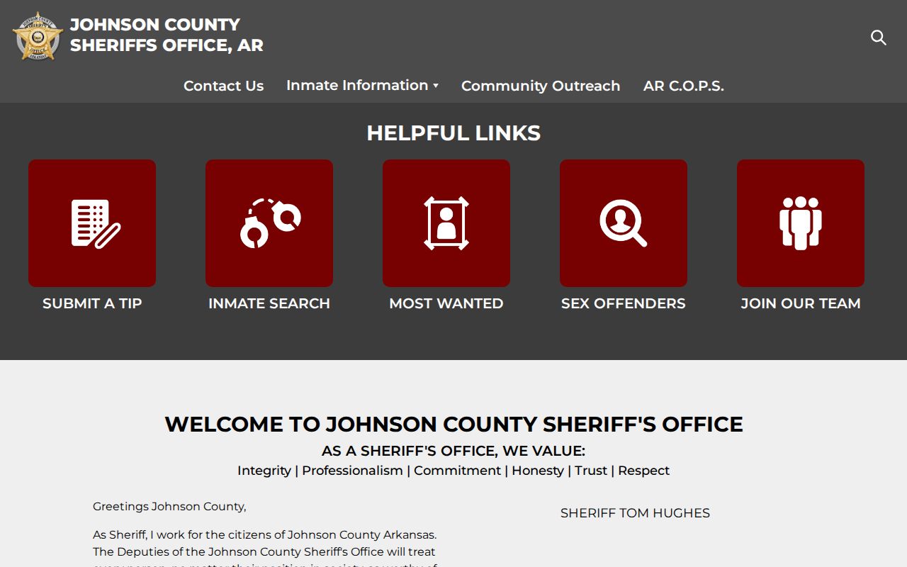 Johnson County Sheriff's Office wanted fugitives and warrant source